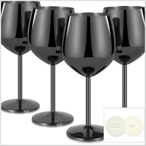 Lifecapido (4) Stainless Steel Wine Glasses & (12) Kate Spade Coasters